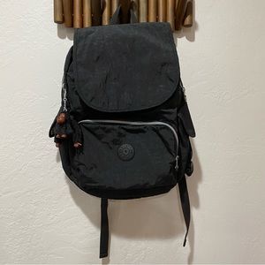 Kipling City Pack Backpack Black with fluffy monkey